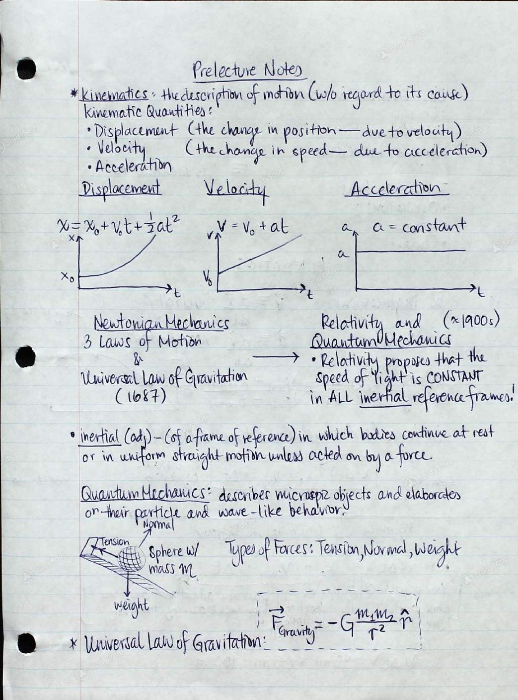 UCONN - PHYS 1501 - Study Guide - Midterm